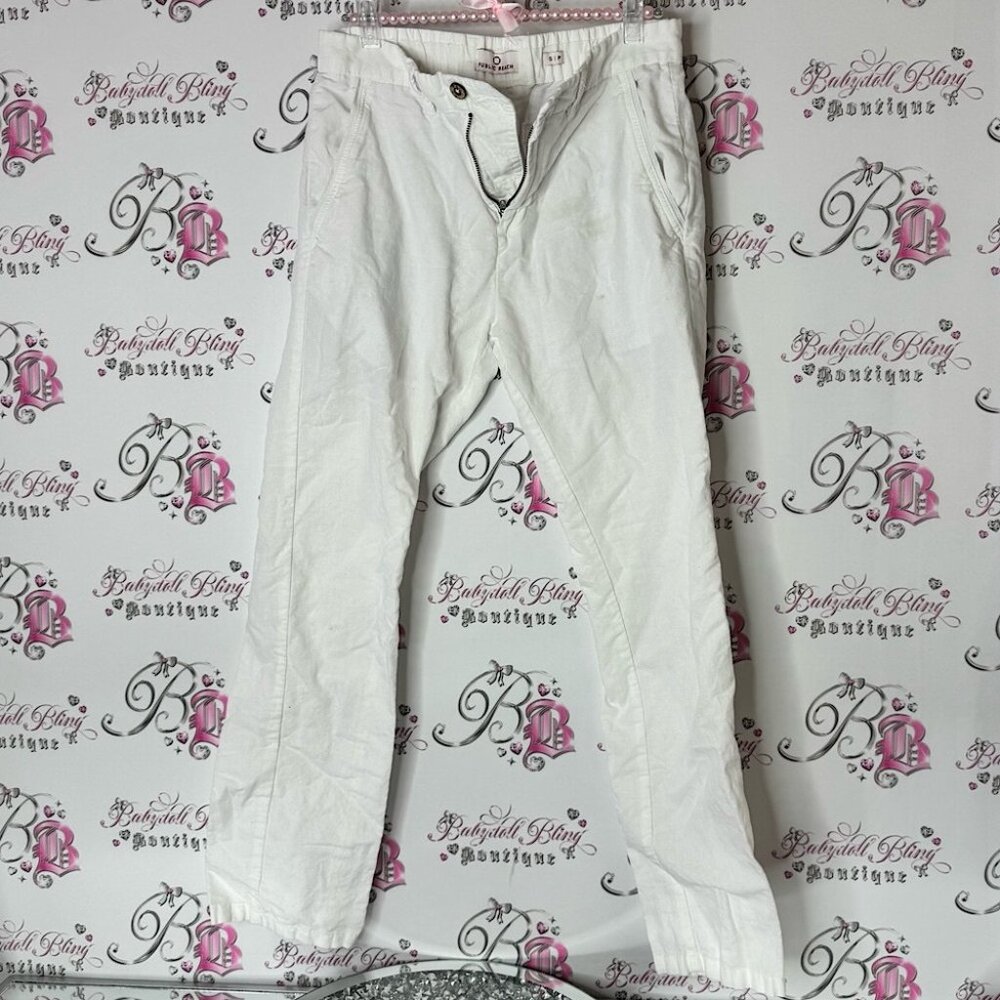 Public beach pants linen cotton lightweight boho flowy White Casual Pants